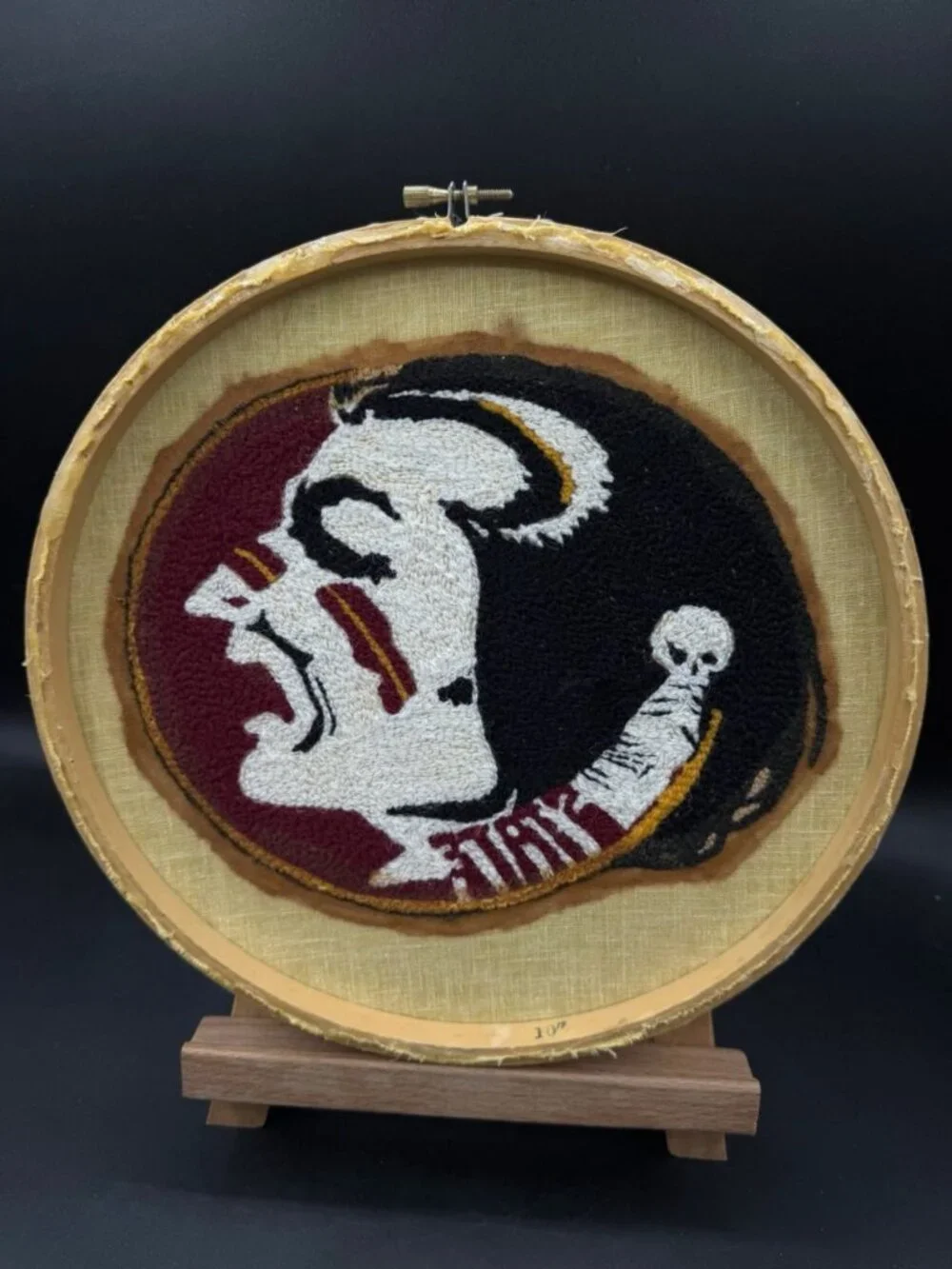 Cross Stitch Florida State Seminoles 10” Round Red Black White College